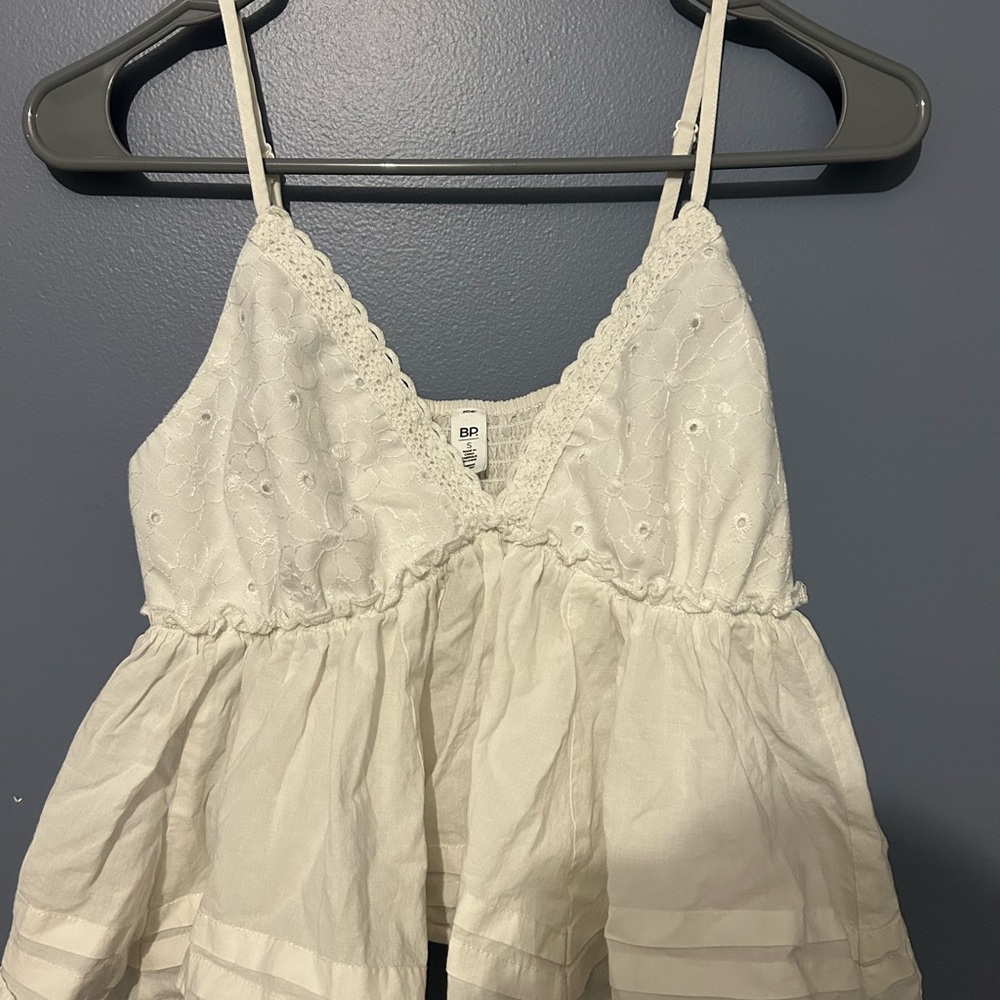 Nordstrom White Eyelet Lace Trim Cami Top